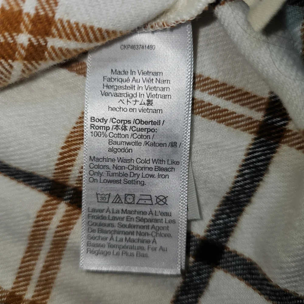 Madewell White and Orange Plaid Button-Down Shirt